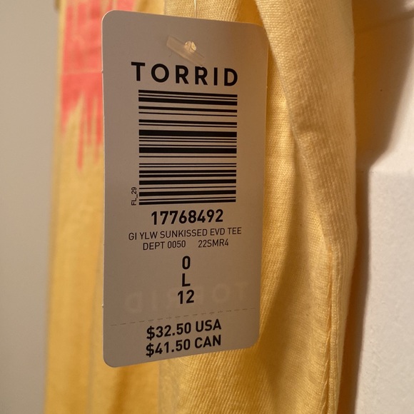 Brand New Torrid Sunkissed Yellow T-shirt…size 0/L/12 - Picture 4 of 4
